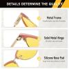 imageDUCO Round SemiRimless Night Vision Driving Glasses Polarized Anti Glare Eyewear for Men and Women HD Yellow TintedTransparent Pink Frame Night Vision Lens