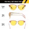 imageDUCO Round SemiRimless Night Vision Driving Glasses Polarized Anti Glare Eyewear for Men and Women HD Yellow TintedTransparent Pink Frame Night Vision Lens
