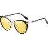 imageDUCO Cat Eye Polarized Night Vision Glasses for Women Yellow Tinted Glasses for Night Driving 1222YBlack Gold Frame Night Vision Lens