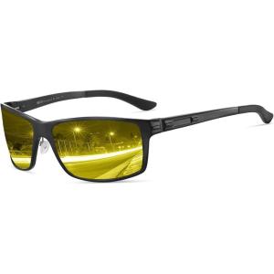 imageDUCO Night Vision Glasses For Men Night Time Driving Glasses For Men Anti Glare Black Square 9018YBlack Frame Night Vision Lens