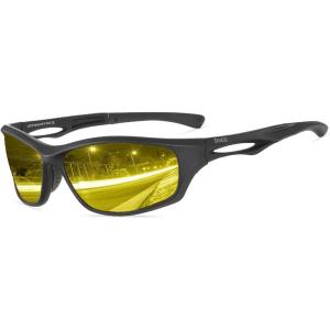 imageDUCO Night Vision Glasses for Men Sporty Night Goggles for Night Time Drive Anti Glare 6199YBlack Frame Night Vision Lens