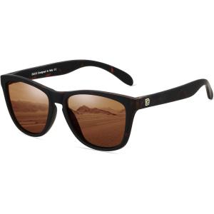 imageDUCO Retro Round Polarized Sunglasses for Men Women Driving Sun Glasses UV400 Protection Lightweight Frame Shades 3002Matte Tortoise Frame Brown Lens