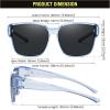 imageDUCO Fit Over Sunglasses for Men Women Wear Over Glasses Retro Wrap Around Polarized Sun Glasses UV400 Protection DC8981B Clear Blue Frame Grey Lens