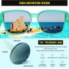 imageDUCO Fit Over Sunglasses for Men Women Wear Over Glasses Retro Wrap Around Polarized Sun Glasses UV400 Protection DC8981B Clear Green Fr Re Purple Lens