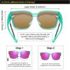 imageDUCO Fit Over Sunglasses for Men Women Wear Over Glasses Retro Wrap Around Polarized Sun Glasses UV400 Protection DC8981B Clear Green Fr Re Purple Lens