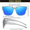 imageDUCO Fit Over Sunglasses for Men Women Wear Over Glasses Retro Wrap Around Polarized Sun Glasses UV400 Protection DC8981B Clear Grey Frame Revo Blue Lens