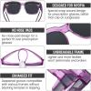 imageDUCO Fit Over Sunglasses for Men Women Wear Over Glasses Retro Wrap Around Polarized Sun Glasses UV400 Protection DC8981B Clear Purple Frame Grey Lens