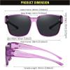imageDUCO Fit Over Sunglasses for Men Women Wear Over Glasses Retro Wrap Around Polarized Sun Glasses UV400 Protection DC8981B Clear Purple Frame Grey Lens