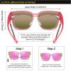imageDUCO Fit Over Sunglasses for Men Women Wear Over Glasses Retro Wrap Around Polarized Sun Glasses UV400 Protection DC8981B Clear Rose Frame Revo Pink Lens