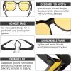 imageDUCO Fit Over Sunglasses for Men Women Wear Over Glasses Retro Wrap Around Polarized Sun Glasses UV400 Protection DC8981B Shine Black Frame Yellow Lens