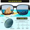 imageDUCO Fit Over Sunglasses for Men Women Wear Over Glasses Retro Wrap Around Polarized Sun Glasses UV400 Protection DC8981B Shine Black Frame Yellow Lens