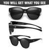 imageDUCO Fit Over Sunglasses for Men Women Wear Over Glasses Retro Wrap Around Polarized Sun Glasses UV400 Protection DC8981Black Frame Grey Lens