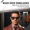 imageDUCO Fit Over Sunglasses for Men Women Wear Over Glasses Retro Wrap Around Polarized Sun Glasses UV400 Protection DC8981Black Frame Grey Lens