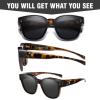imageDUCO Fit Over Sunglasses for Men Women Wear Over Glasses Retro Wrap Around Polarized Sun Glasses UV400 Protection DC8981Brown Tortoise Frame Grey Lens