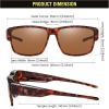 imageDUCO Polarized Fit Over Sunglasses for Men and Women UV400 Protection Retro Square Wrap Around Shades for Driving Riding 8986Brown Tortoise Frame Brown Lens