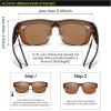 imageDUCO Polarized Fit Over Sunglasses for Men and Women UV400 Protection Retro Square Wrap Around Shades for Driving Riding 8986Brown Tortoise Frame Brown Lens