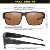 imageDUCO Polarized Fit Over Sunglasses for Men and Women UV400 Protection Retro Square Wrap Around Shades for Driving Riding 8986Matte Black Frame Brown Lens