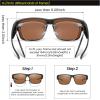 imageDUCO Polarized Fit Over Sunglasses for Men and Women UV400 Protection Retro Square Wrap Around Shades for Driving Riding 8986Matte Black Frame Brown Lens