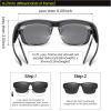 imageDUCO Polarized Fit Over Sunglasses for Men and Women UV400 Protection Retro Square Wrap Around Shades for Driving Riding 8986Matte Black Frame Grey Lens