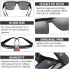 imageDUCO Polarized Fit Over Sunglasses for Men and Women UV400 Protection Retro Square Wrap Around Shades for Driving Riding 8986Matte Black Frame Grey Lens
