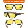 imageDUCO Polarized Sports HD Night Vision Glasses for Men Nighttime Driving Glasses TR90 Frame DC6201YBlack Frame Orange Temple Night Vision Lens