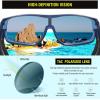 imageDUCO Sports Polarized Fit Over Sunglasses for Men Women Wrap Around Wear Over Glasses for Cycling FishingB Transparent Blue Frame Revo Blue Lens