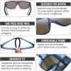 imageDUCO Sports Polarized Fit Over Sunglasses for Men Women Wrap Around Wear Over Glasses for Cycling FishingB Transparent Blue Frame Revo Blue Lens
