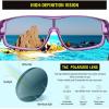 imageDUCO Sports Polarized Fit Over Sunglasses for Men Women Wrap Around Wear Over Glasses for Cycling FishingB Transparent Purple Frame Gray Lens