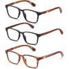 imageDUCO 3 Pack Reading Glasses for Men Women Handmade Wooden Non Plastic Eyeglasses for Readers 5212R3 Pack 20 X