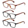 imageDUCO 3 Pack Reading Glasses for Men Women Handmade Wooden Non Plastic Eyeglasses for Readers 5212R3 Pack 25 X