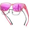 imageDUCO Fit Over Sunglasses for Men Women Wear Over Glasses Retro Wrap Around Polarized Sun Glasses UV400 Protection DC8981B Clear Rose Frame Revo Pink Lens