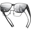 imageDUCO Fit Over Sunglasses for Men Women Wear Over Glasses Retro Wrap Around Polarized Sun Glasses UV400 Protection DC8981B Matte Black Frame Mirror Lens