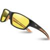 imageDUCO Polarized Sports HD Night Vision Glasses for Men Nighttime Driving Glasses TR90 Frame DC6201YBlack Frame Orange Temple Night Vision Lens
