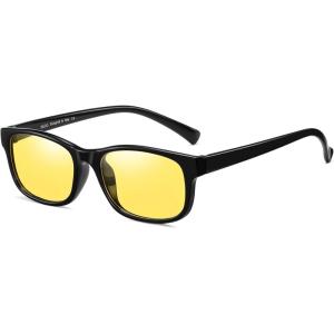 imageDUCO Night Vision Glasses for Men and Women Anti Glare Night Driving Glasses Polarized UV400 Protection Yellow Glasses 8016Black Frame Night Vision Lens