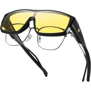 imageDUCO Sports Polarized Fit Over Sunglasses for Men Women Wrap Around Wear Over Glasses for Cycling FishingB Black Frame Night Vision Lens