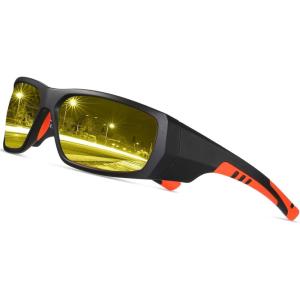 imageDUCO Bifocal Glasses for Men Women TR90 Frame Wrap Around Yellow Lens Night Driving Glasses Anti Glare UV400 DC6306