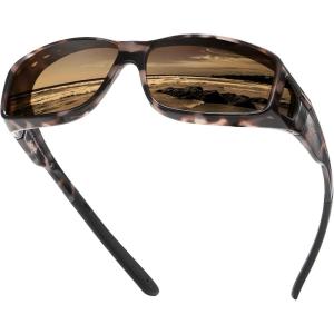 imageDUCO Fit Over Sunglasses for Men and Women Polarized UV400 Protection Wrap Around Driving Oversized Shades DC8968Gray Tortoise Frame Brown Lens