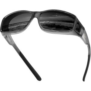 imageDUCO Fit Over Sunglasses for Men and Women Polarized UV400 Protection Wrap Around Driving Oversized Shades DC8968Transparent Gray Frame Gray Lens