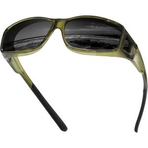 imageDUCO Fit Over Sunglasses for Men and Women Polarized UV400 Protection Wrap Around Driving Oversized Shades DC8968Transparent Green Frame Gray Lens