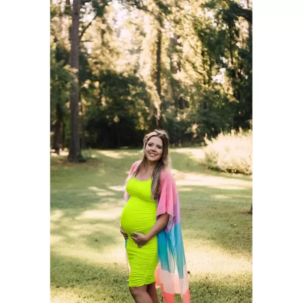 BEAGIMEG Womens Sexy Ruched Bodycon Casual Solid Sleeveless Tank Midi DressFluorescent Green