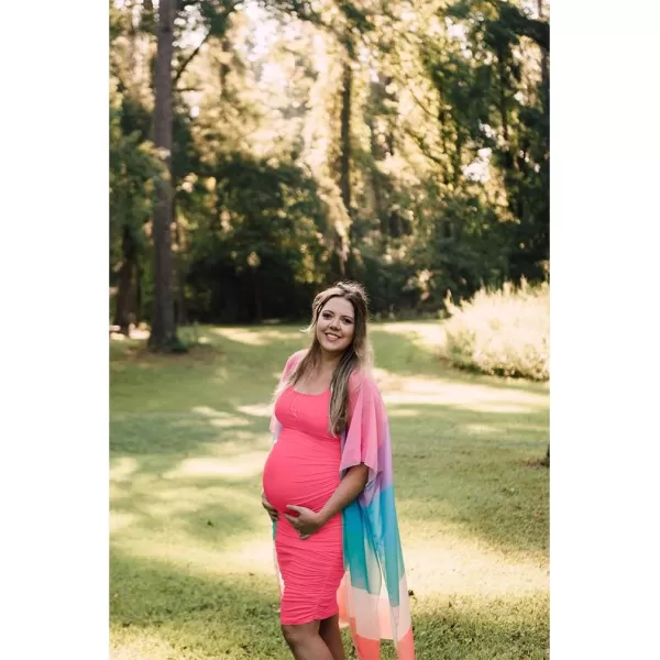 BEAGIMEG Womens Sexy Ruched Bodycon Casual Solid Sleeveless Tank Midi DressFluorescent Pink
