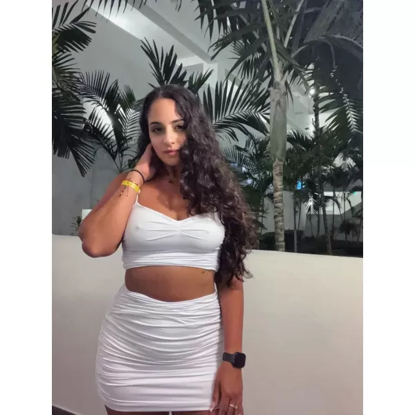 BEAGIMEG Womens Spaghetti Strap Sexy Top Bodycon Skirt Ruched 2 Piece Mini DressWhite