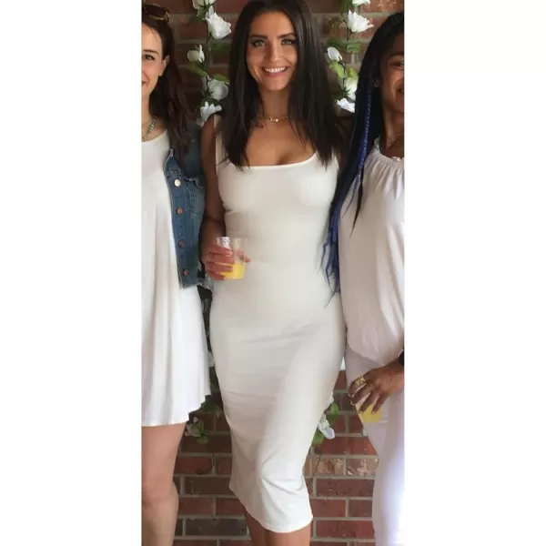 BEAGIMEG Womens Basic Tank Bodycon Sleeveless Solid Casual Long DressWhite