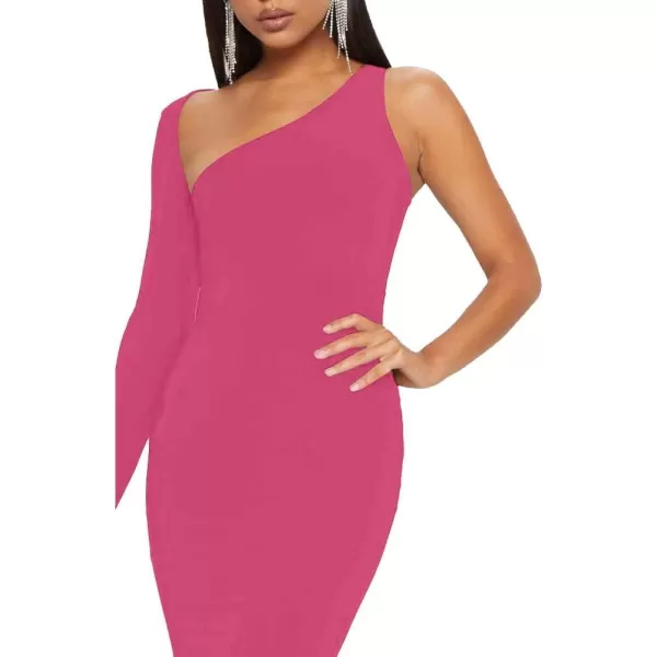 BEAGIMEG Womens Sexy Elegant One Shoulder Backless Evening Long DressRose