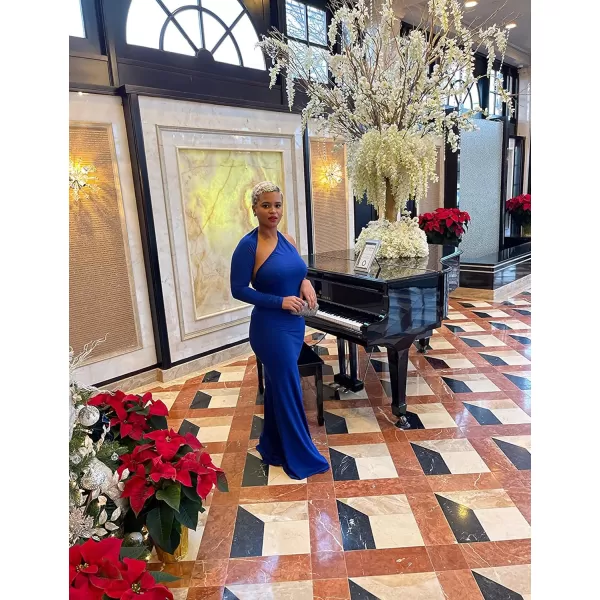 BEAGIMEG Womens Sexy Elegant One Shoulder Backless Evening Long DressRoyal Blue