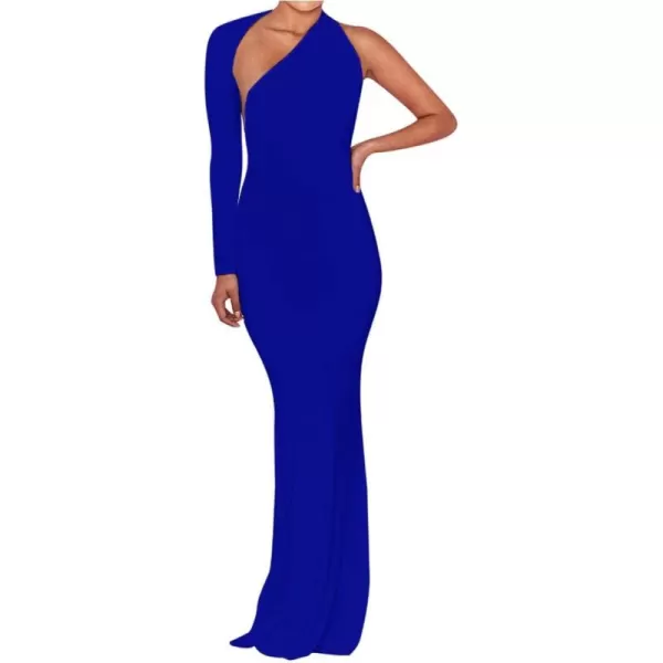 BEAGIMEG Womens Sexy Elegant One Shoulder Backless Evening Long DressRoyal Blue
