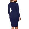 imageBEAGIMEG Womens Ruched Long Sleeve Elegant Bodycon Basic Casual Midi DressNavy