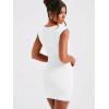 imageBEAGIMEG Womens Sexy Bodycon Sleeveless Square Neckline Thick Straps Party Club Mini DressWhite