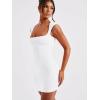 imageBEAGIMEG Womens Sexy Bodycon Sleeveless Square Neckline Thick Straps Party Club Mini DressWhite