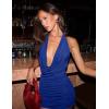 imageBEAGIMEG Womens Sexy Bodycon Halter Cowl Neckline Low Back Club Party Cocktail Mini DressRoyalblue